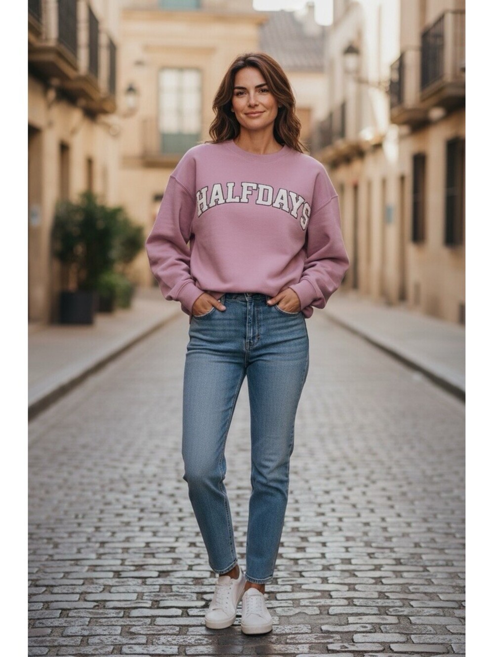 $95 Halfdays Women’s Ski Club Oversized Crewneck Sweatshirt Amethyst M